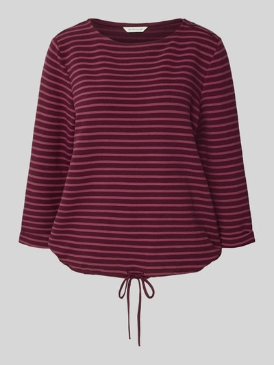 Tom Tailor Bluzka o kroju relaxed fit z rękawem o dł. 3/4 z mieszanki bawełny Bordowy 2