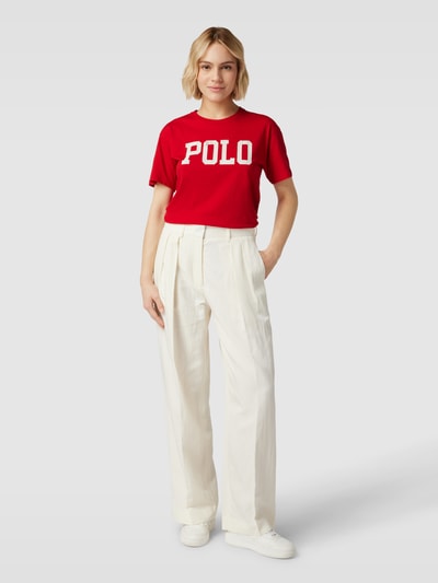 Polo Ralph Lauren T-shirt met labelprint Donkerrood - 1