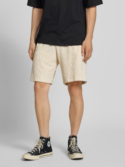 REVIEW Shorts mit Strukturmuster und elastischem Bund Ecru 4