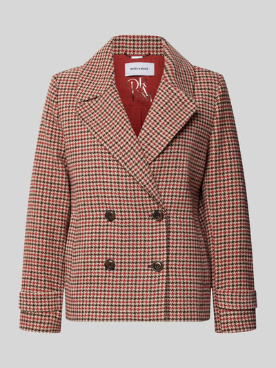 Produktfoto, Jacke mit Reverskragen und Ärmelriegeln von MORE, Material-Mix in Rot und Beige, Zweireiher, Allover-Look, strukturierte Oberfläche
