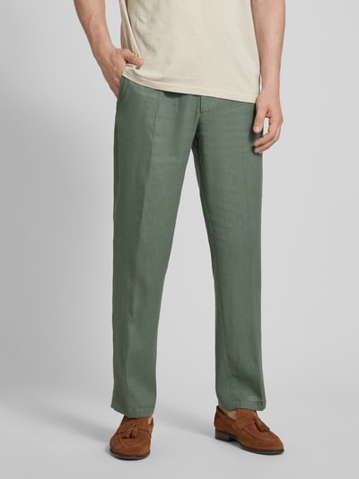 CG - Club of Gents Spodnie do garnituru o kroju tapered fit z zakładkami w pasie model ‘OLE’ Zielony 4