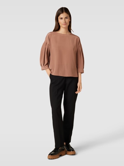 Luisa Cerano Blouse met korte zijsplitten Hazelnootbruin - 1