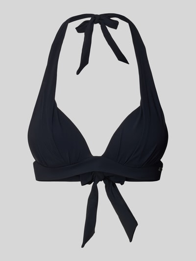 Produktfoto, Bikini-Oberteil in Falten-Optik Modell 'Maho' von Banana Moon, czarny, gładki materiał, halterneck, elastyczny materiał-mix