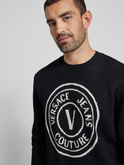 Versace Jeans Couture Pullover mit Label-Stitching und Rundhalsausschnitt Black 3