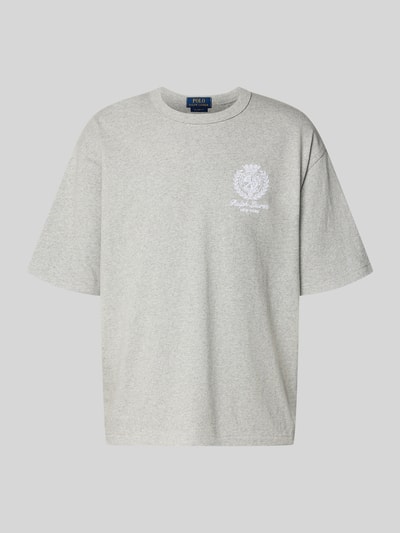 Productfoto, lichtgrijs relaxed fit T-shirt uit pure katoen met wit logo, Relaxed Fit T-Shirt aus reiner Baumwolle van Polo Ralph Lauren, heren
