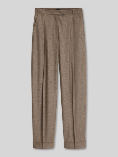 Produktfoto, braune weite Hose aus Viskose-Mix mit Woll-Anteil Modell 'Tornara' von BOSS, Damen Weite Hose von BOSS, glatte Struktur