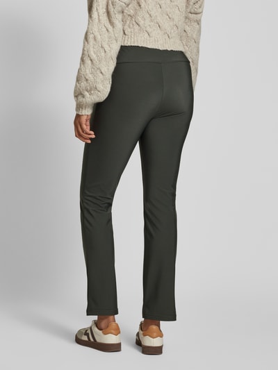 STEHMANN Regular fit stoffen broek met elastische band, model 'Ina' Olijfgroen - 5