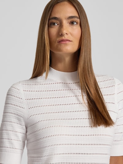 comma Strickpullover mit gerippten Abschlüssen Weiss 3