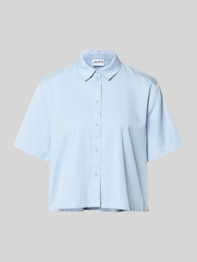 Produktfoto, Boxy Fit Bluse aus Lyocell-Baumwoll-Mix von Jake*s Casual in Hellblau mit Hemdblusenkragen, Knopfleiste, glatter Oberfläche