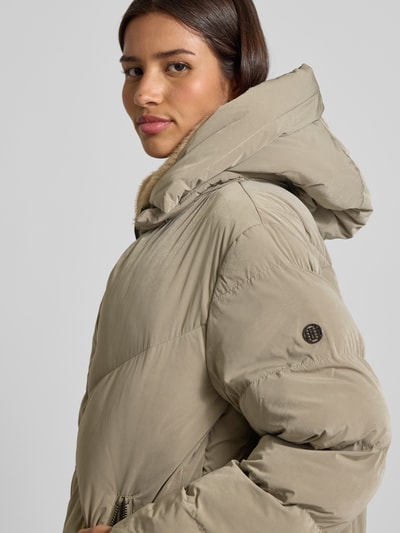 Blonde No. 8 Lange winterjas met imitatiebont, model 'FROST' Kaki - 3