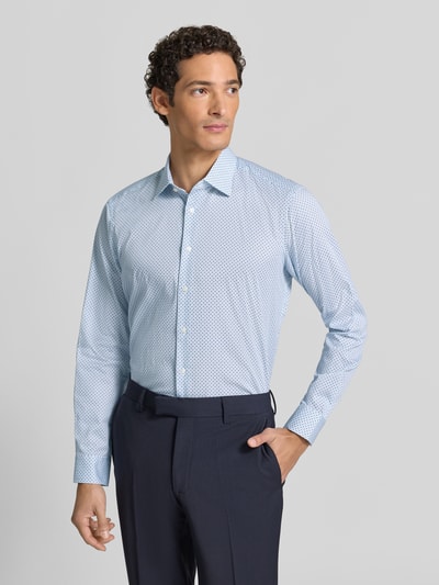 Christian Berg Men Regular Fit Businesshemd aus reiner Baumwolle mit Kentkragen Bleu 4
