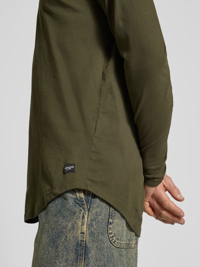 Jack & Jones Longsleeve mit geripptem Rundhalsausschnitt Modell 'ENOA' Oliv 3