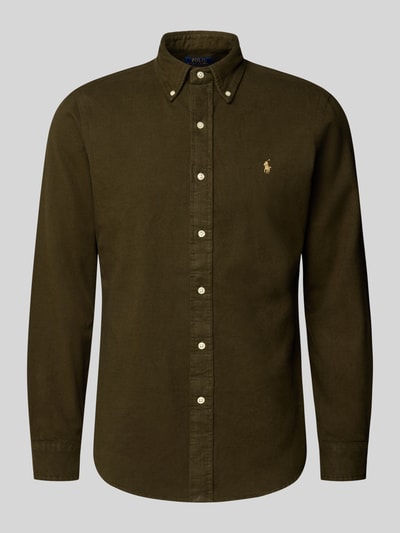 Productfoto, Custom Fit vrijetijdsoverhemd uit puur katoen van Polo Ralph Lauren, Heren vrijetijdsoverhemd, olijfgroen met knopen