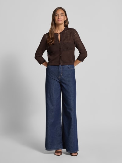 windsor. Semitransparente Strickjacke mit 3/4-Arm Dunkelbraun 1