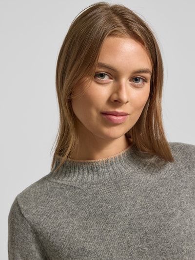 Christian Berg Woman Bluzka z długim rękawem o kroju regular fit z imitacji dzianiny z czystej wełny Średnioszary melanż 3