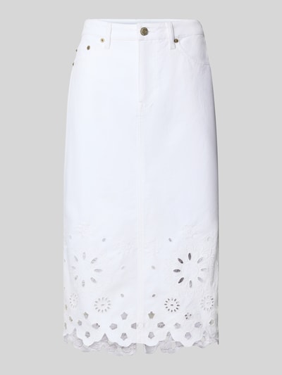 Lauren Ralph Lauren Jeansrock mit Lochstickerei Modell 'DANIELA' Offwhite 2