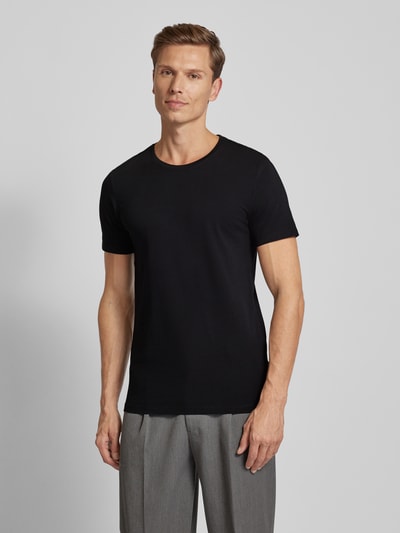 Casual Friday T-Shirt mit geripptem Rundhalsausschnitt Black 4