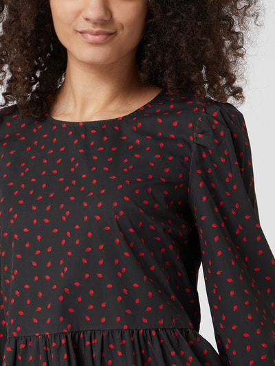 Pieces Jurk met all-over motief, model 'Farry' Zwart - 3