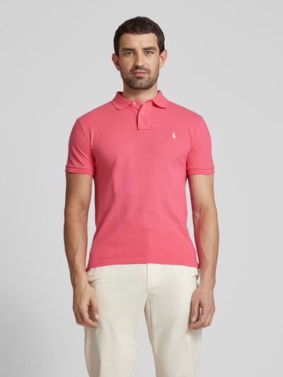 Polo Ralph Lauren Slim fit poloshirt met labelstitching Felroze - 4