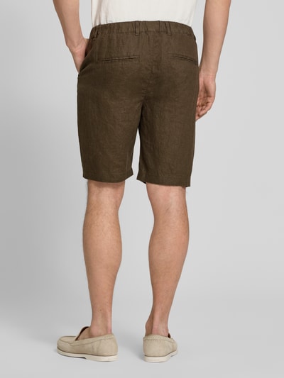 Casual Friday Leinen Shorts mit Eingrifftaschen Modell 'PANDRUP' Dunkelbraun 5