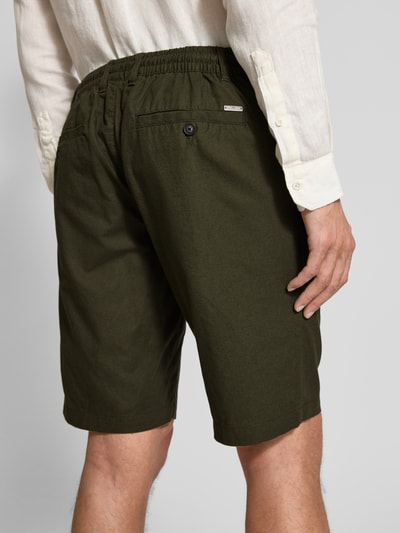 Fynch-Hatton Regular Fit Bermudas aus Baumwoll-Leinen-Mix Modell 'COLI' Oliv 3