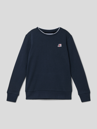 Jack & Jones Sweatshirt met labelpatch, model 'COLOGAN' Marineblauw - 1