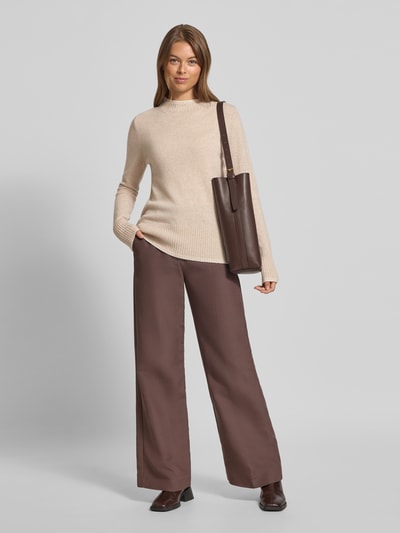 Christian Berg Woman Regular Fit Longsleeve aus reiner Wolle in Strick-Optik Beige Melange 1