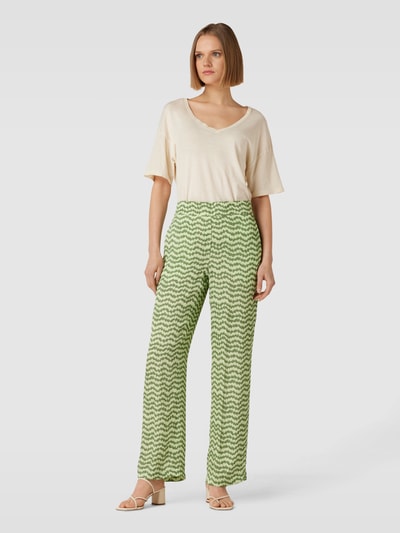 Cinque Stoffen broek met all-over motief, model 'SLEEPO' Groen - 1