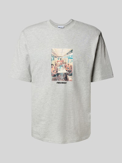 REVIEW Regular Fit T-Shirt aus Baumwoll-Viskose-Mix Hellgrau Melange 2