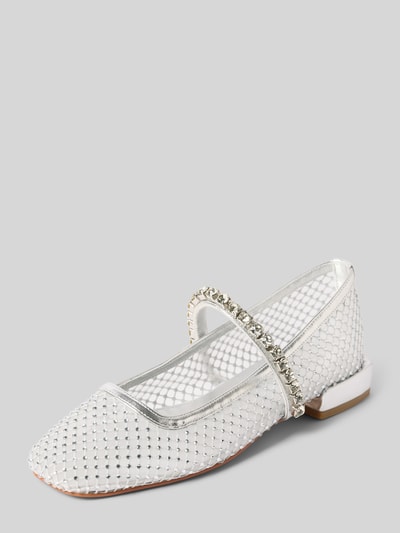 ALMA EN PENA Czółenka z obszyciem kamieniami stras Srebrny 1