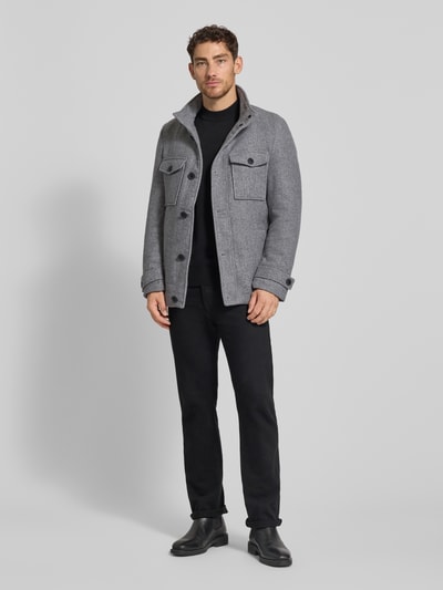 Christian Berg Men Regular Fit Jacke mit Woll-Anteil Mittelgrau Melange 1