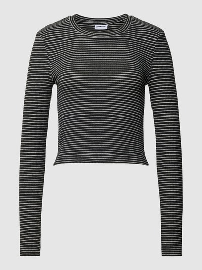 Noisy May Cropped Longsleeve mit Streifenmuster Modell 'POSY' Black 2