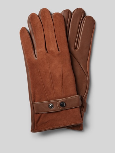 JOOP! Collection Lederhandschuhe aus Schafsleder mit Druckknopfriegel Cognac 1