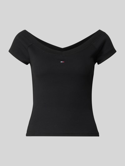 Tommy Jeans t-shirt o kroju slim fit z mieszanki bawełny Czarny 2