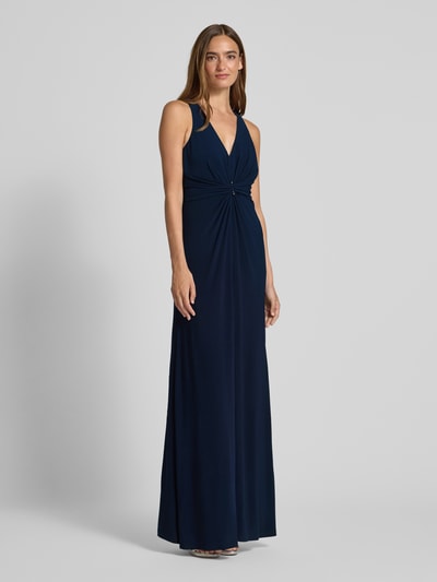 Adrianna Papell Abendkleid mit Raffungen und V-Ausschnitt Marine 1