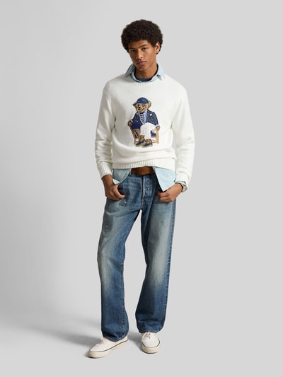 Polo Ralph Lauren Regular Fit Pullover mit Polo-Bear-Stitching Weiss 1