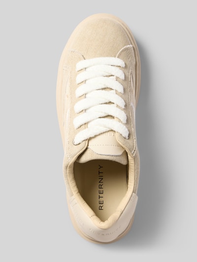 Produktfoto, Sneaker aus echtem Leder Modell 'LE PROMENEUR' von RETERNITY, beżowy, zaokrąglony krój, gładka podeszwa, sznurowanie, wysokość obcasa 4 cm, wysokość cholewki 7 cm, szerokość w rozmiarze 44: 9 cm