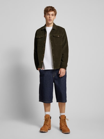 Jack & Jones Regular Fit Cordhemd mit Brustpattentaschen Modell 'EDDIE' Oliv 1