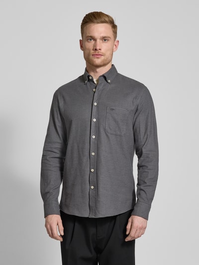 Fynch-Hatton Regular Fit Flanellhemd mit Button-Down-Kragen Anthrazit 4