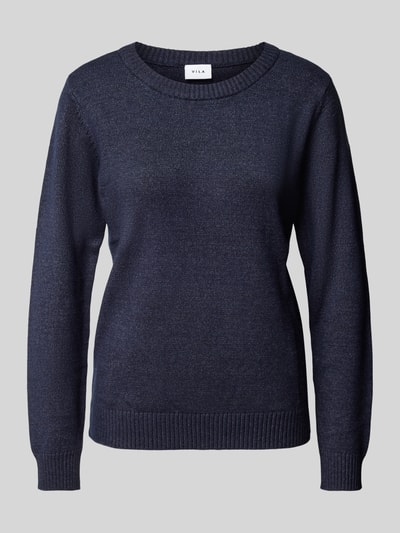 Vila Gebreide pullover met ronde hals, model 'Viril' Donkerblauw - 2
