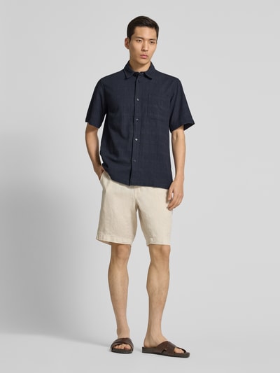 Les Deux Regular Fit Freizeithemd mit 1/2-Arm Modell 'Charlie' Dunkelblau 1