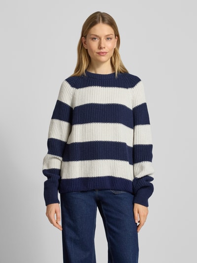 Armedangels Loose Fit Strickpullover aus Woll-Baumwoll-Mix Modell 'KAAGI STRIPES' Marine 4