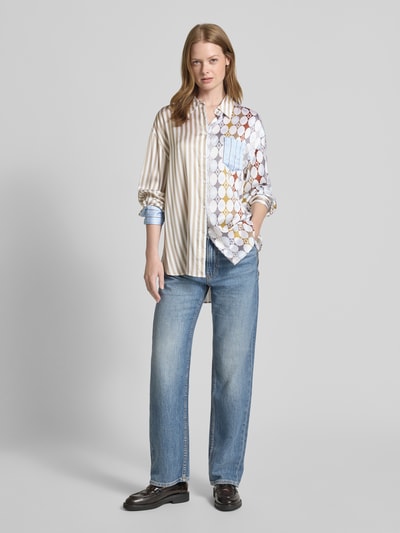 Herzensangelegenheit Overhemdblouse van zijdemix Taupe - 1