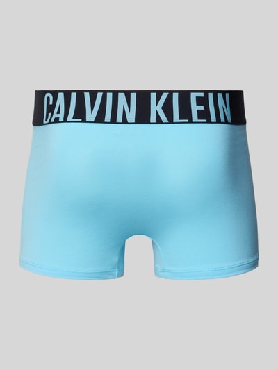 Produktfoto, Trunks im 3er-Pack mit elastischem Logo-Bund von Calvin Klein, blauer Baumwoll-Mix mit Stretch, körpernaher Schnitt