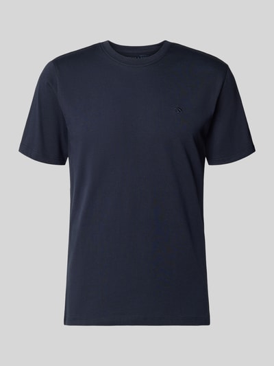Produktfoto, T-Shirt mit Label-Stitching und Rundhalsausschnitt von Scotch & Soda in Dunkelblau, Herren T-Shirt aus Reine Baumwolle, Regular-Fit, Rückenlänge 68 cm bei Größe M