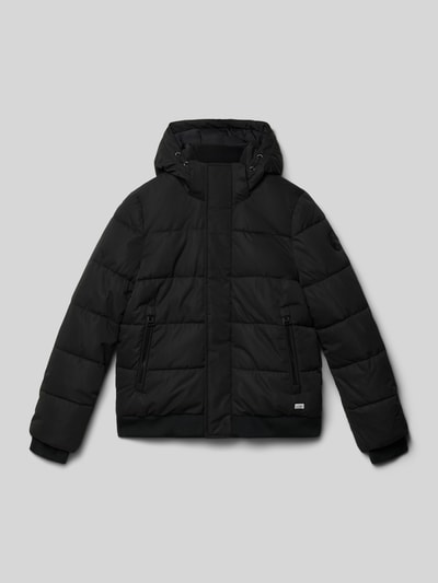 CARS JEANS Kurtka pikowana o kroju regular fit z naszywką z logo model ‘Haswar’ Czarny 1