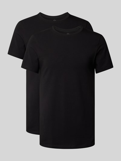 Bread & Boxers T-Shirt mit geripptem Rundhalsausschnitt Black 1