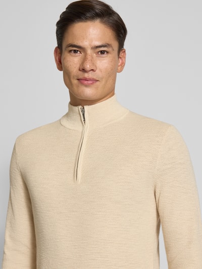 Profuomo Strickpullover mit Troyer-Kragen Offwhite 3