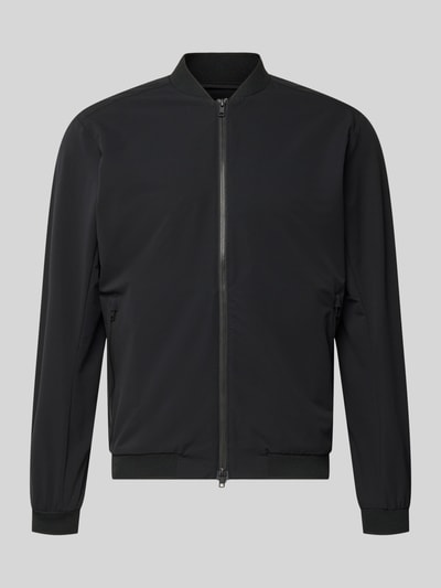 Produktfoto, Regular Fit Jacke mit Stehkragen Modell 'Campo' von SCANDINAVIAN EDITION, schwarze Herren Jacke mit Zweiwege-Reißverschluss, Eingrifftaschen mit Reißverschluss, elastische Abschlüsse, glatte Textur, Rückenlänge bei Größe M 67 cm, Schulterbreite 44 cm, Brustweite 51 cm, Ärmellänge 64 cm