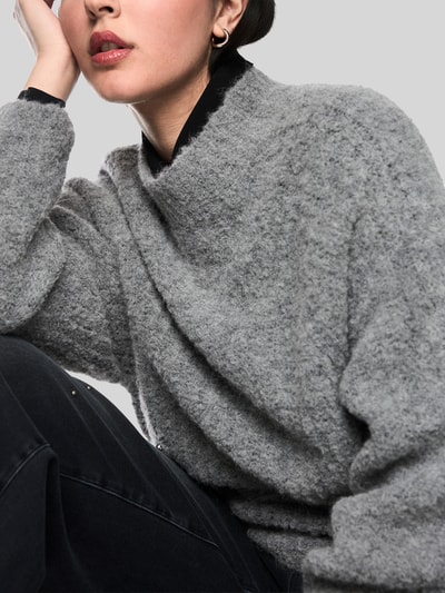 Marc Cain Pullover aus Alpaka-Wolle-Mix mit Mock Neck Mittelgrau 6
